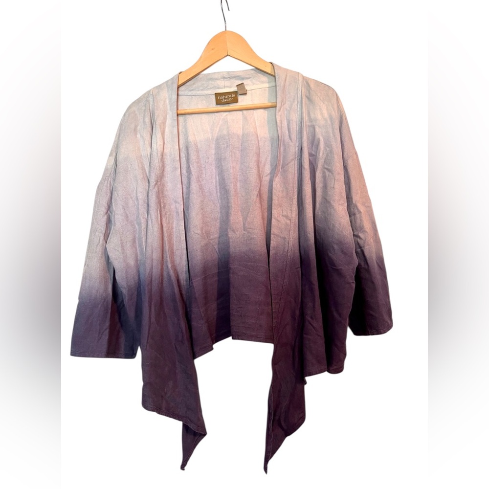 3/$25 Denim Co Naturals Linen Blend Ombre Tie Front Shrug Cardigan